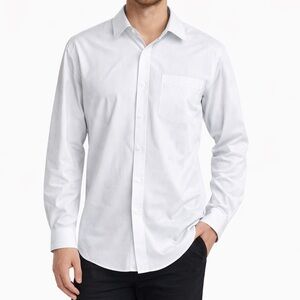 Nordstrom White Blue Pinstripe Wrinkle-Free Dress Shirt Men’s Size 17.5 / 35